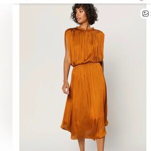 Current Air Shirred Midi Dress in Goldenrod | Size M